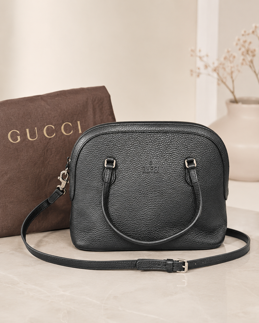 Pre Loved Gucci Black Leather Top Handle Crossbody Bag RRP €1,600