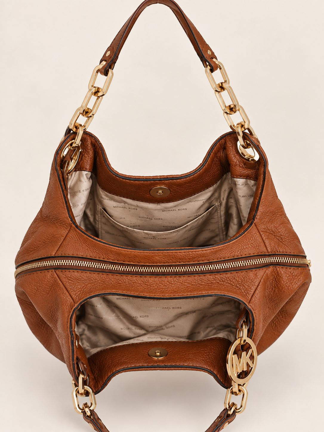 Pre Loved Tan Michael Kors Fulton Shoulder Bag