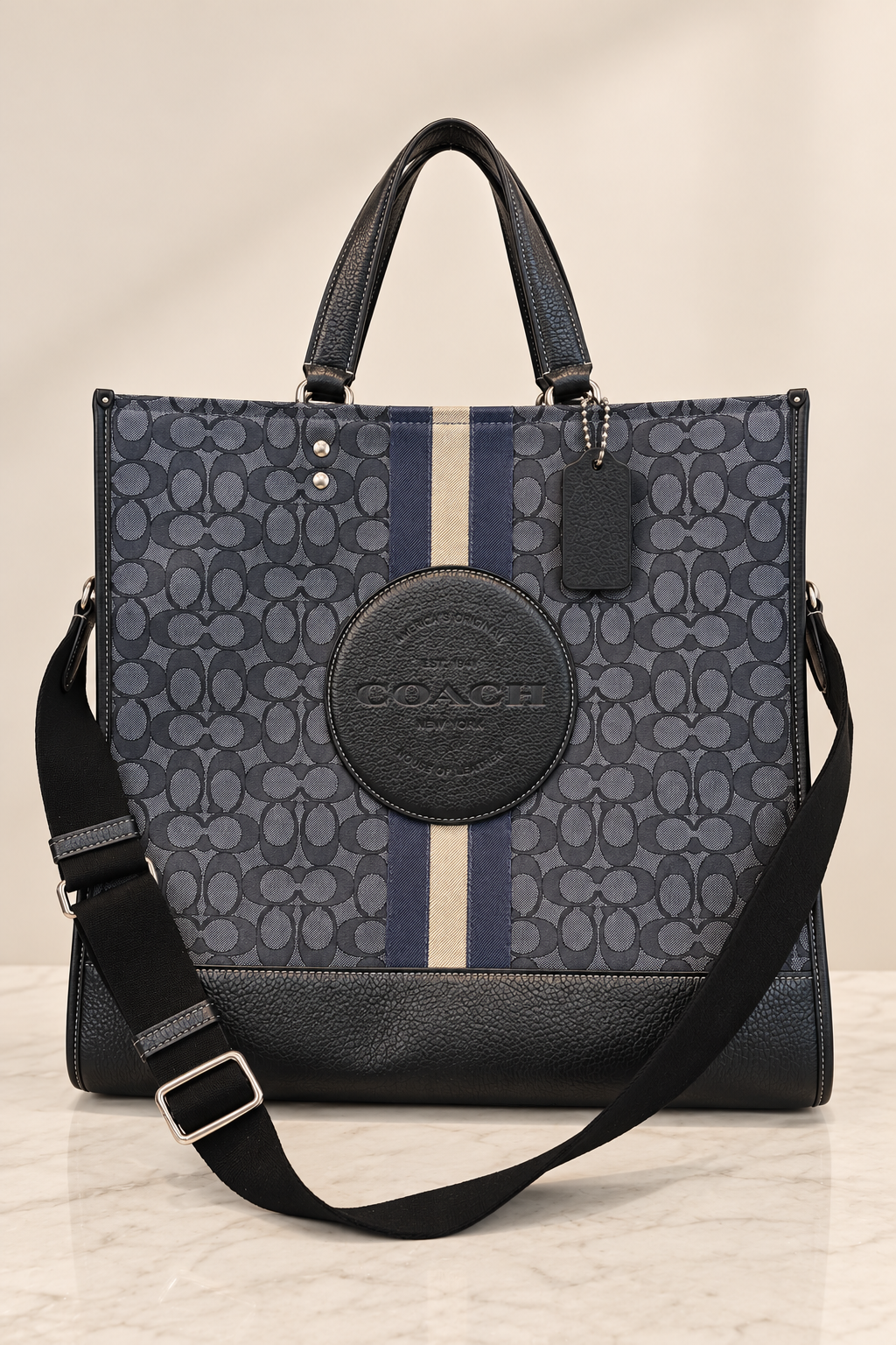 Pre loved Coach large Dempsey 40 tote - Navy RRP €700