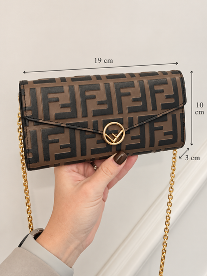 Fendi FF Chain Wallet on Chain – Brown